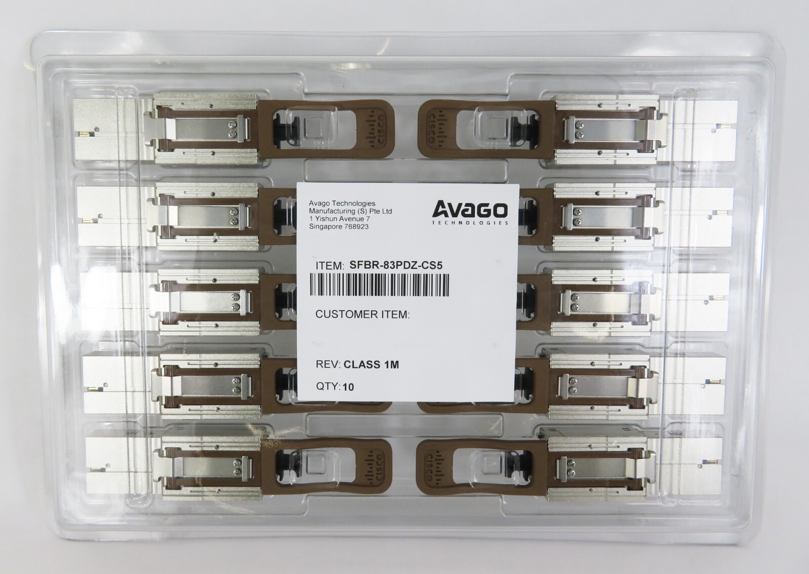 NEW Pack of 10 Cisco CXP-100G-SR12 100 Gbase-SR10 CXP for MMF 10-3034-01 V01.