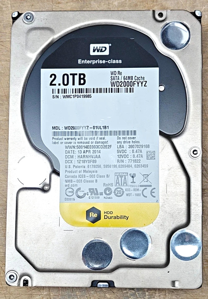 Western Digital 2TB 3.5in SATA HDD 7200RPM 64MB WD2000FYYZ