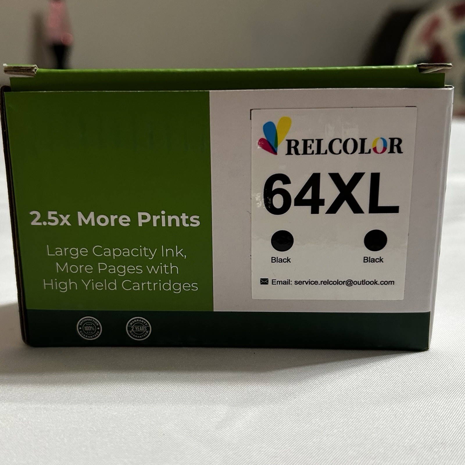 2 Relcolor 64XL Black Ink Replacement Cartridges HP Envy Photo Printers