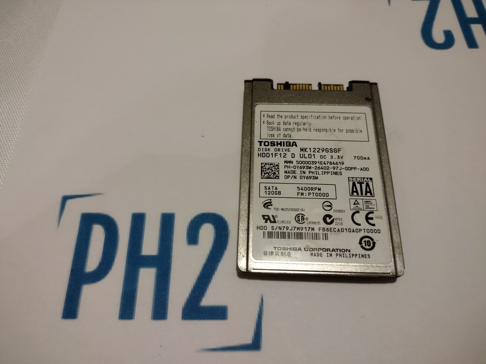 	DELL	MK1229GSGF	Y693M	0Y693M	 Toshiba 120GB 5.4K 1.8" 8mm microSATA Hard Drive	