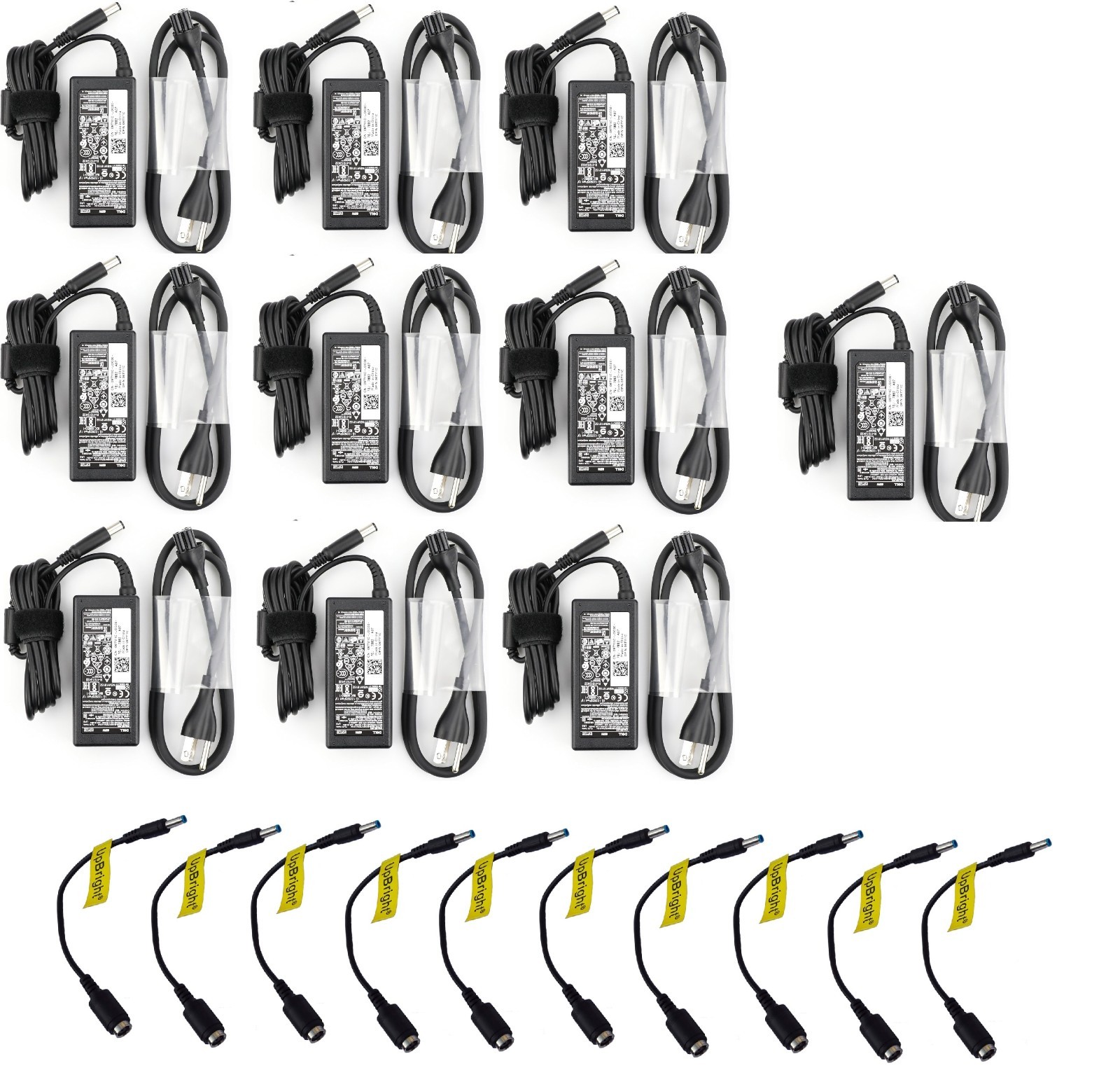 10pcs Genuine Dell 65W Charger AC Power Adapter 7.4mm with converter to 4.5mm
