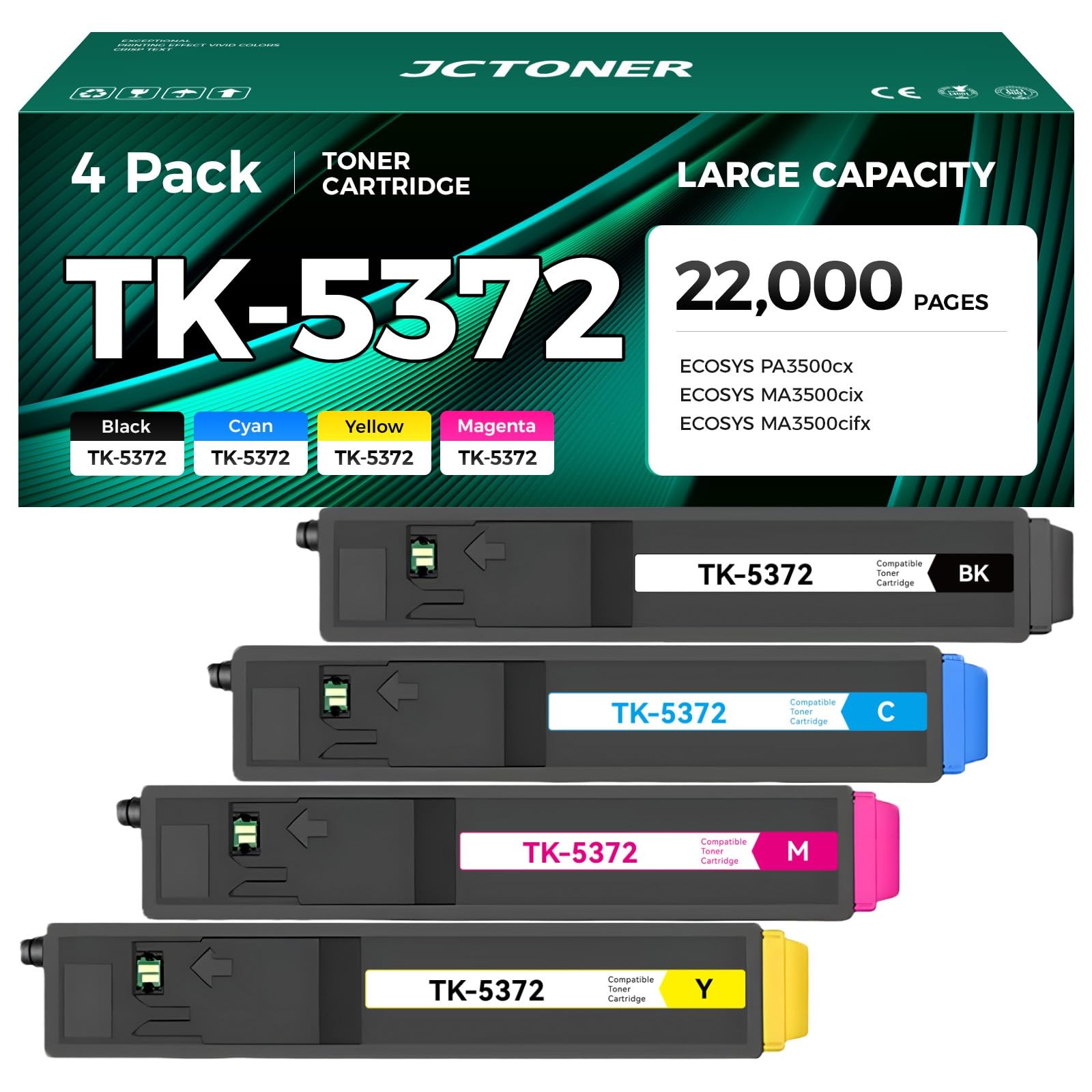 TK-5372 TK5372 Toner Cartridge Set Toner-4 Pack, Pack