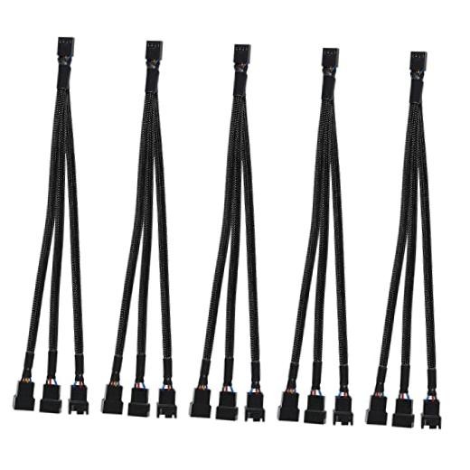 DIANN 5pcs PWM Fan Splitter Cable 4-Pin Sleeved Braided Adapter 5pcs 1 to 3