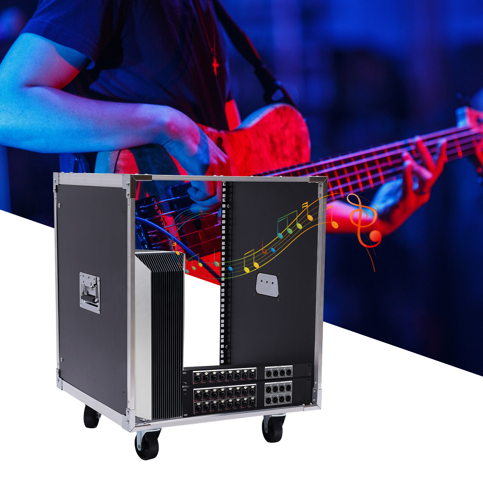 12U Portable Rolling Network Rack Built-in Handles Swivel Caster Wheels Telecom