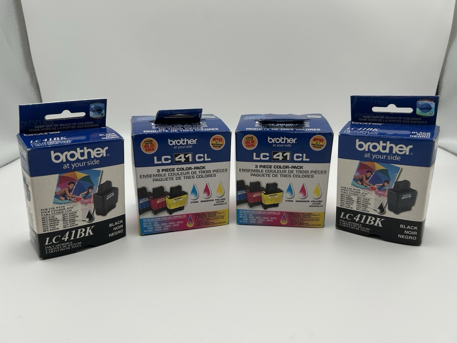 Lot of 4 Genuine Brother LC 41CL  Ink Cartridge packs EXPIRED  Color/Black
