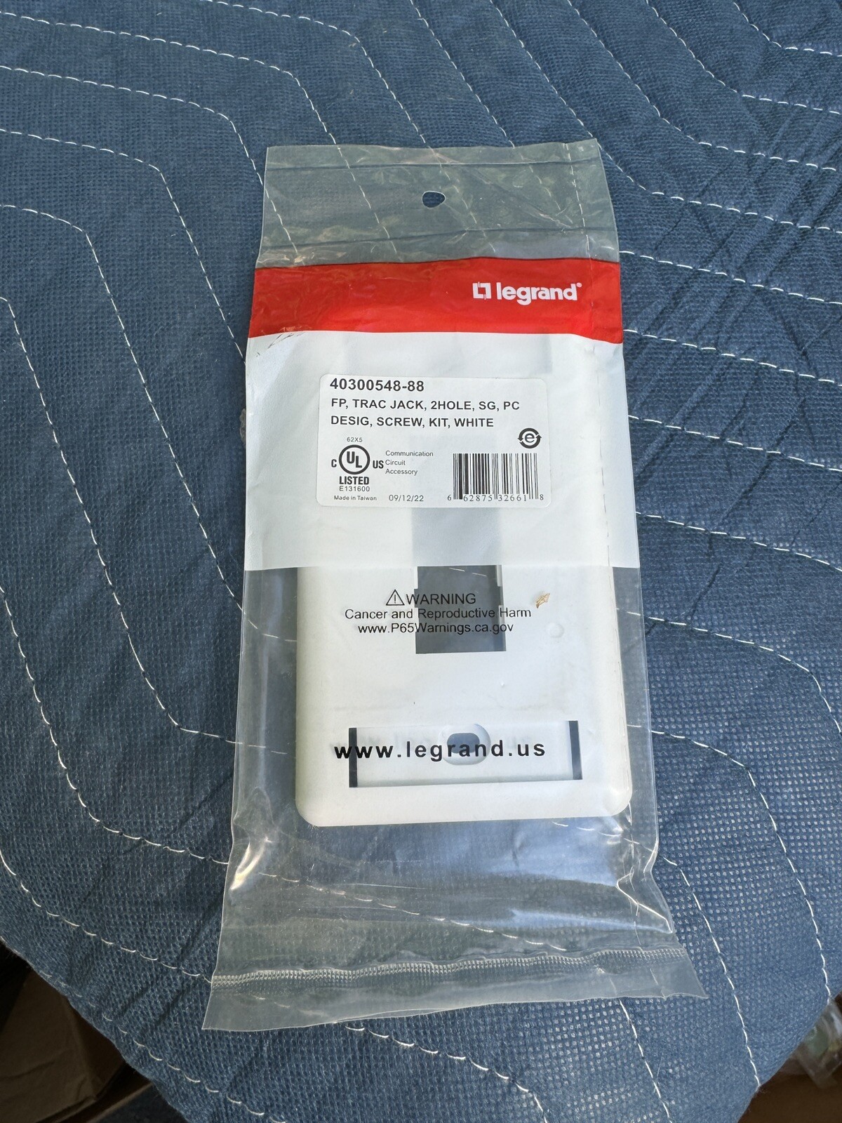 (LOT OF 5) Ortronics OR-40300548-88 TracJack 2-Hole Plastic Faceplate White