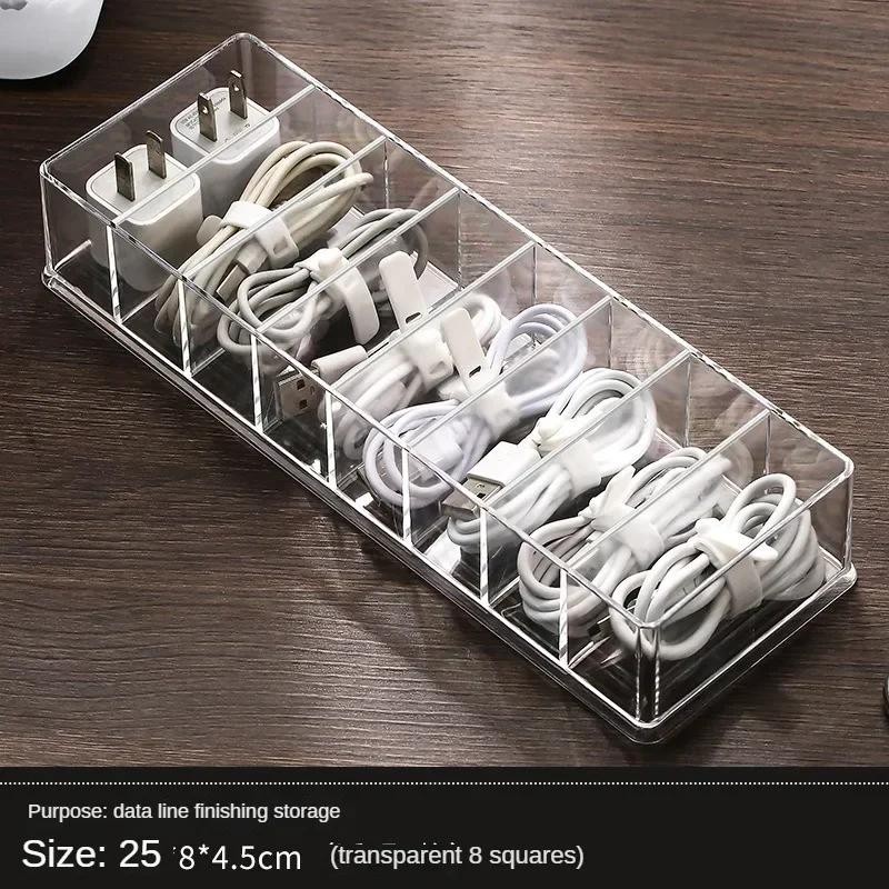 Transparent Cable Storage Box Organizer Plastic Charging Wire Data Cord Case