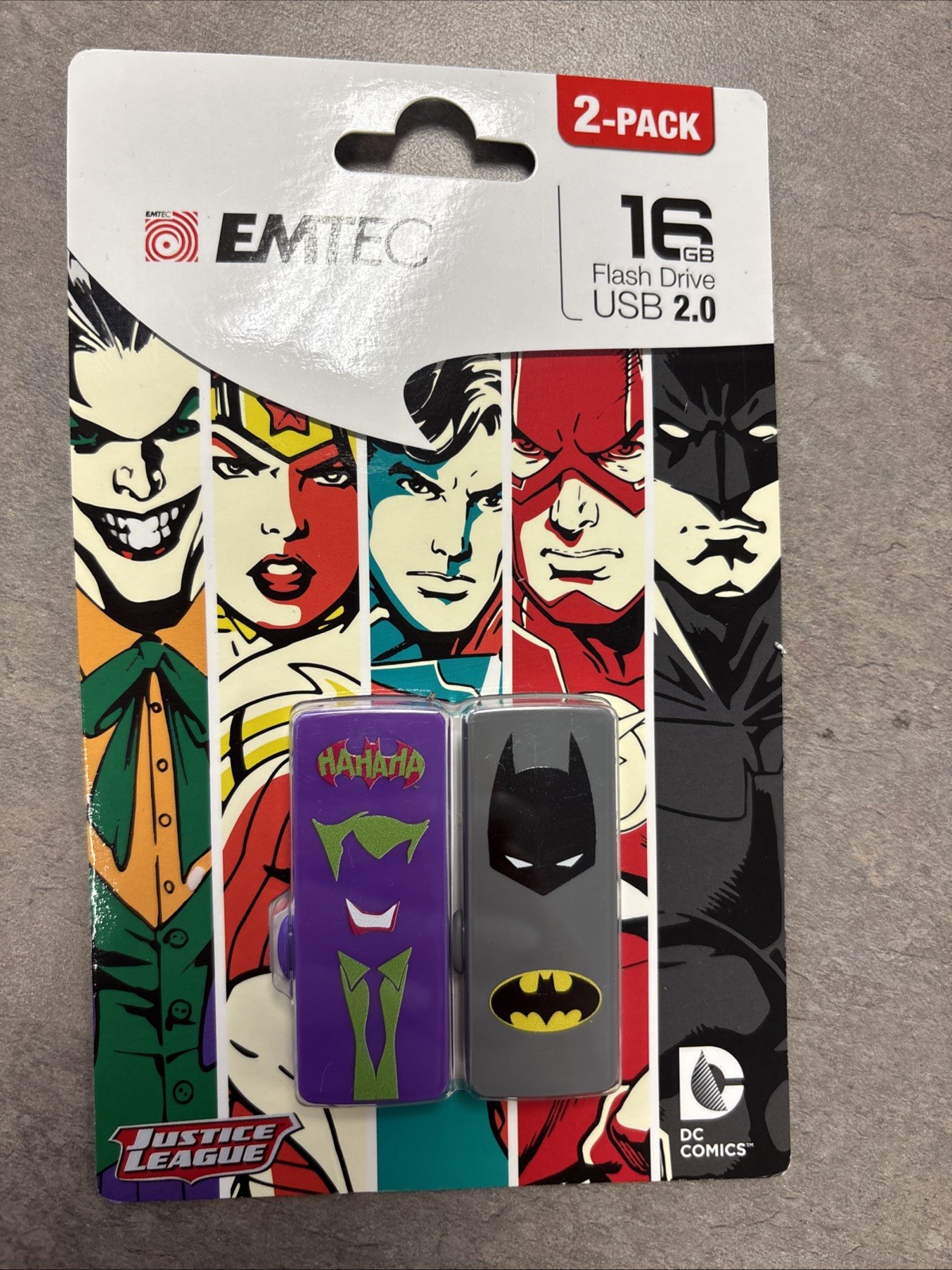Emtec Batman Superman 2-Pack USB 2.0 Flash Drive 16GB DC Comics