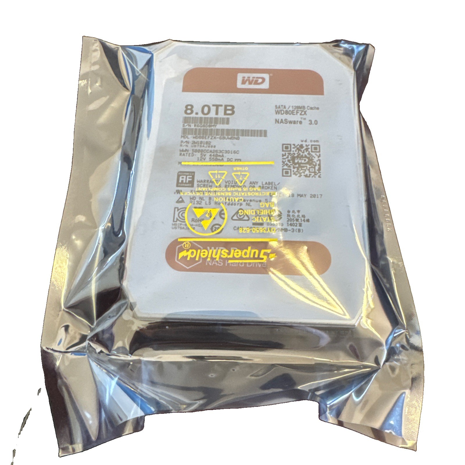 Western Digital 8TB RED WD80EFZX 256MB 5400RPM SATA 6Gb/s 3.5" NAS HARD DRIVE