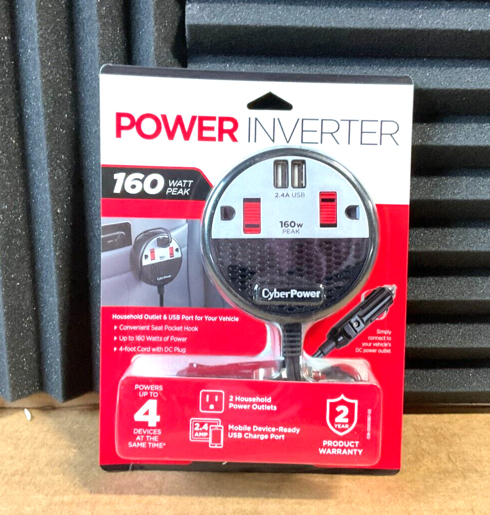 CyberPower 160W Power Inverter CPS160PPB2U 2 AC Outlets / 2 USB Ports ❤️️✅