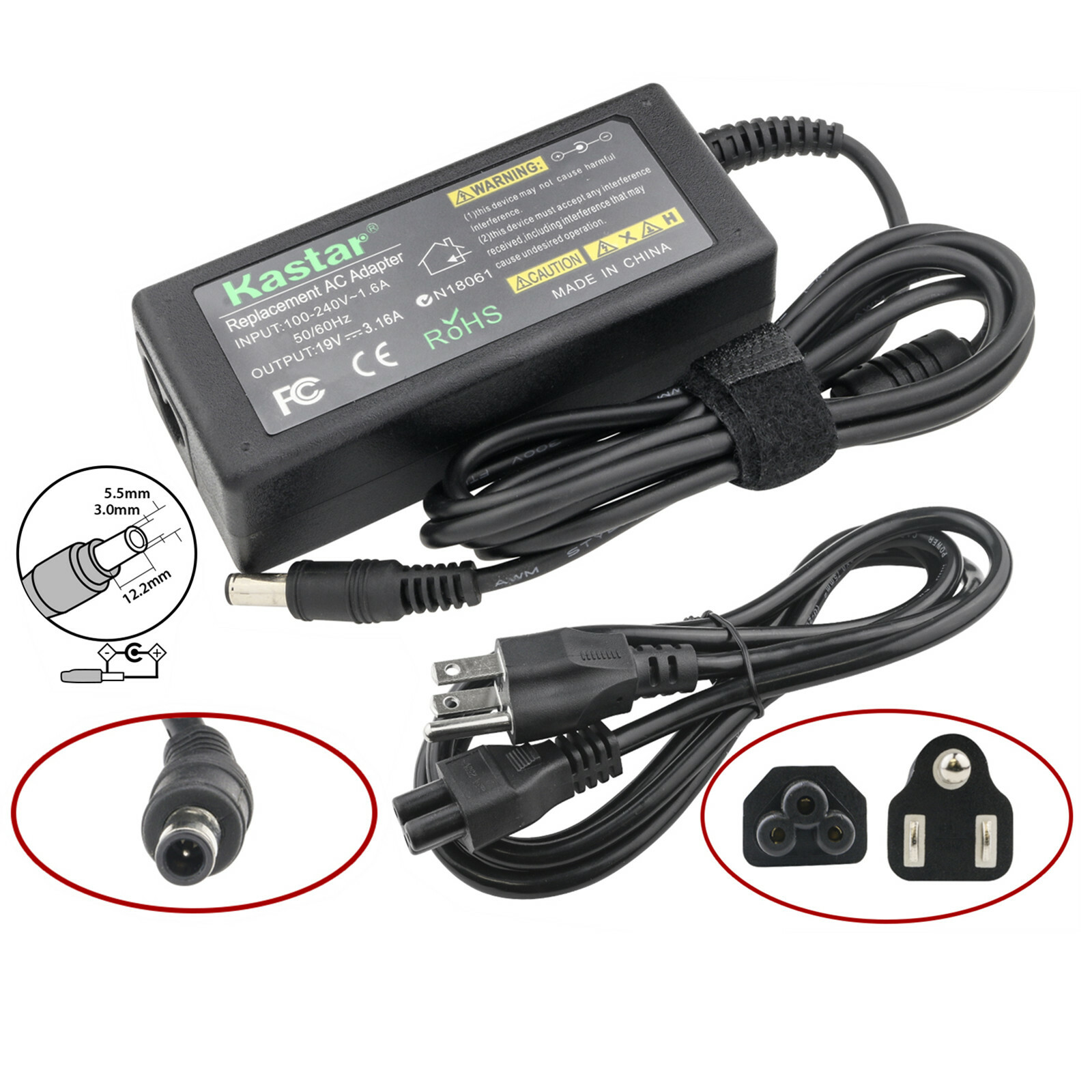 19V 3.16A 60W AC Power Laptop Charger Adapter For Samsung CPA09-004A AD-6019R