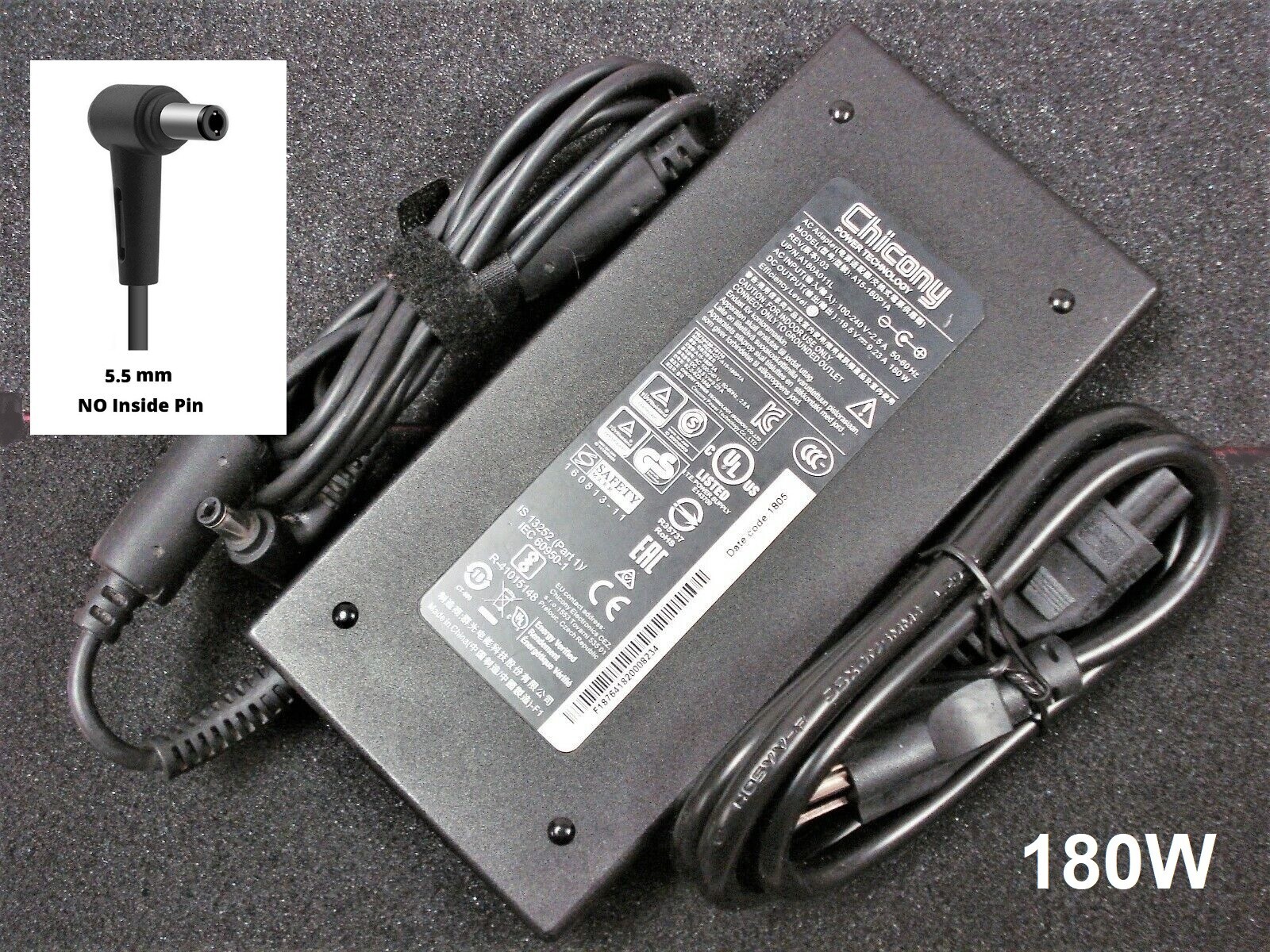 NEW Chicony 180W Charger A15-180P1A 957-16Q21P-103 for MSI GS65 P65 5.5mm