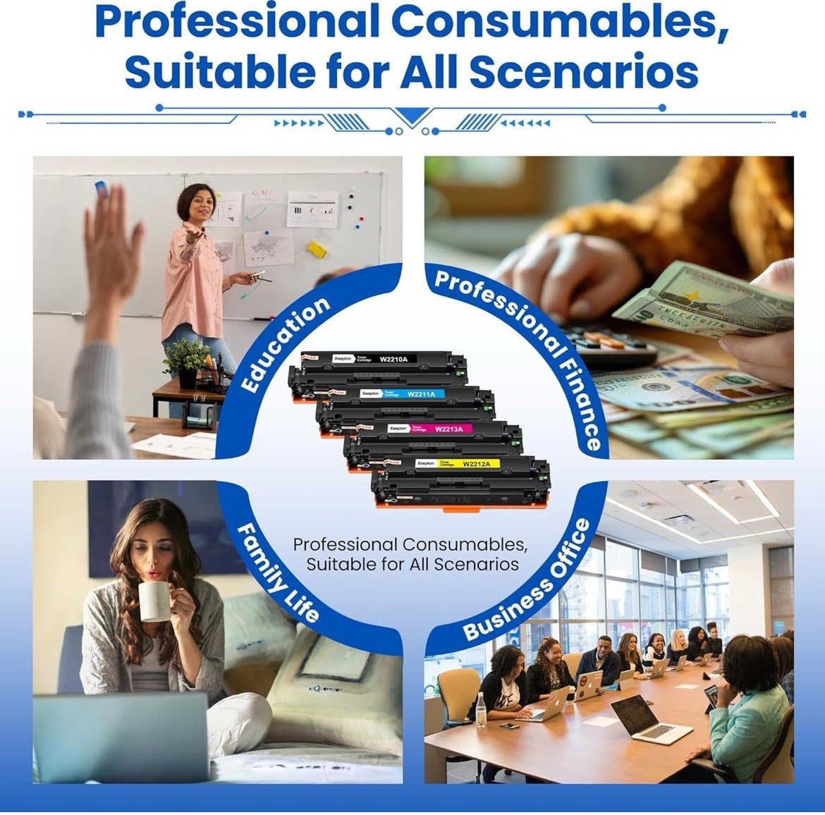 4 Pack 207A Toner Cartridges With Chip Compatible for HP 207A Color Laserjet ink
