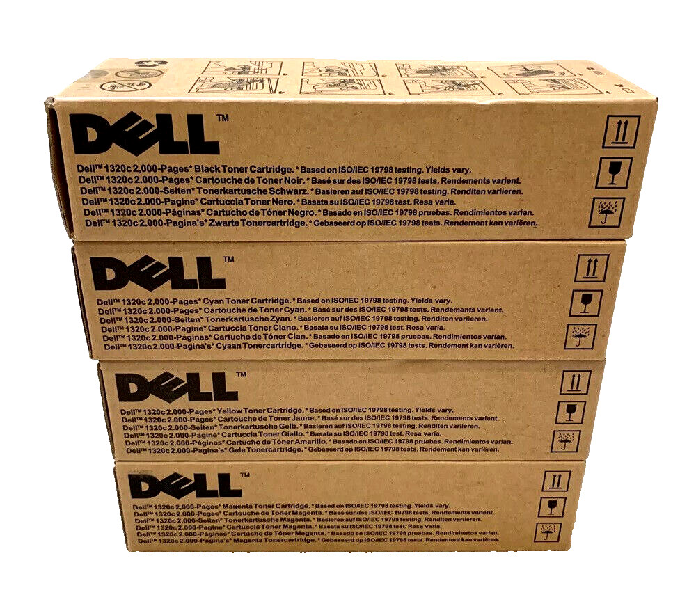 4 x Genuine Toner DELL 1320c 1320cn / DT615 PN124 KU051 WM138 HC Cartridge Set
