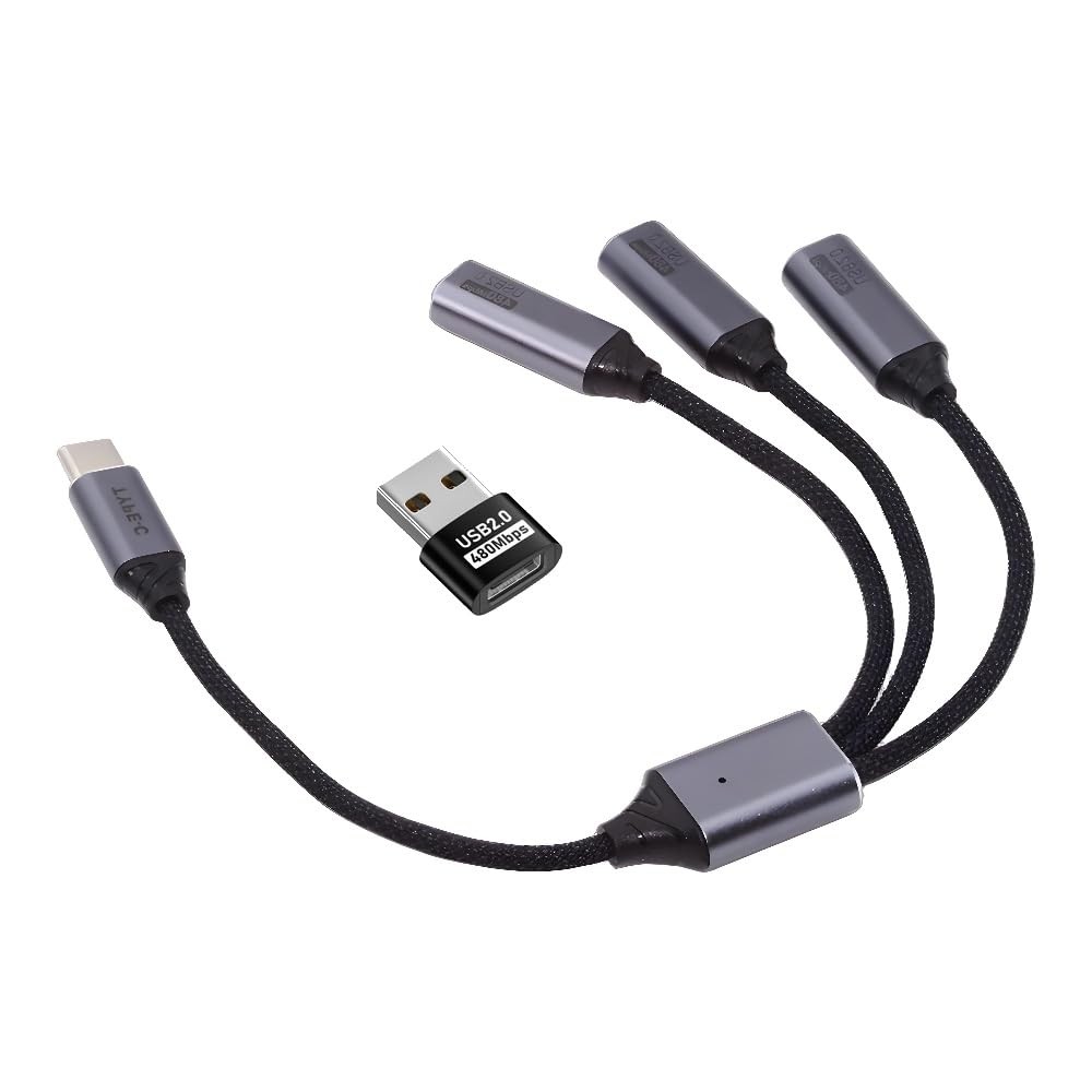xiwai USB 2.0 USB-C Splitter Y Cable Type-C 1 to 3 Hub Split grey 