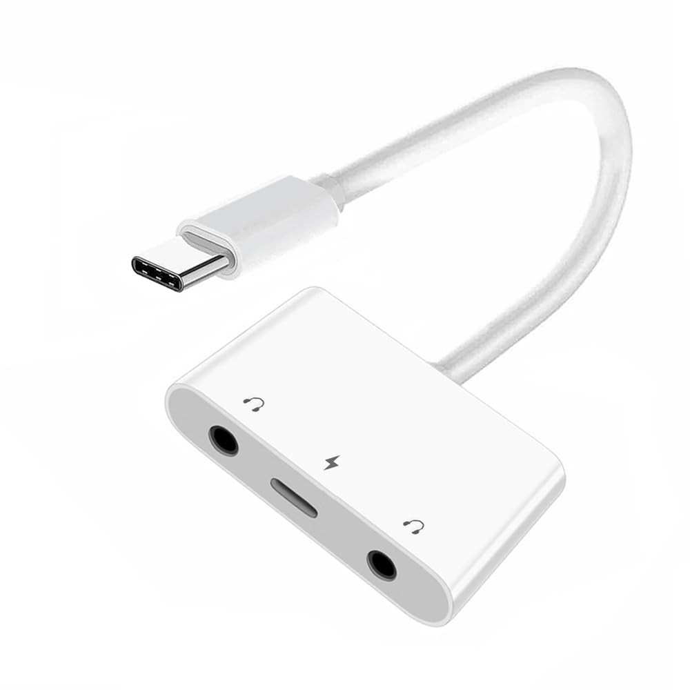 Xiwai USB C Hub Type C to Dual 3.5mm Audio AUX & MIC Sound Card with PD White