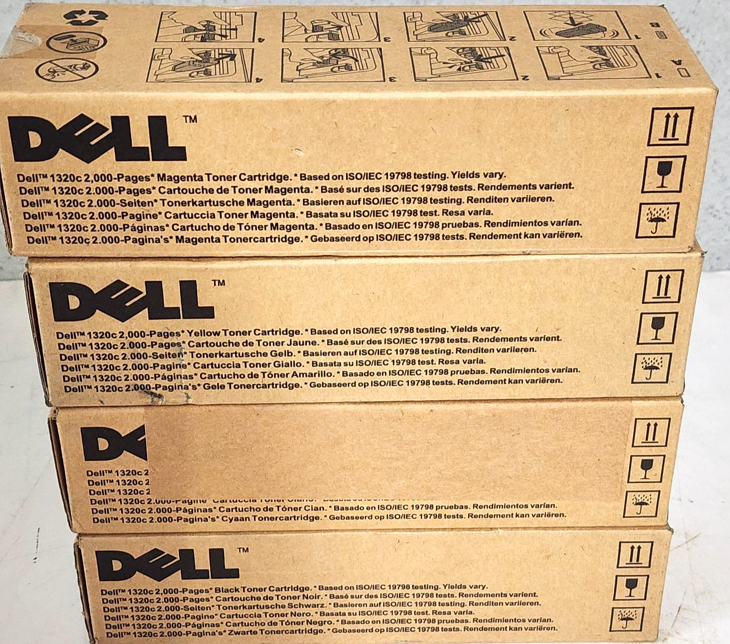Dell DT615 KU051 WM138 PN124 BK/C/M/Y Toner 1320c New Sealed Box Lot Of 4