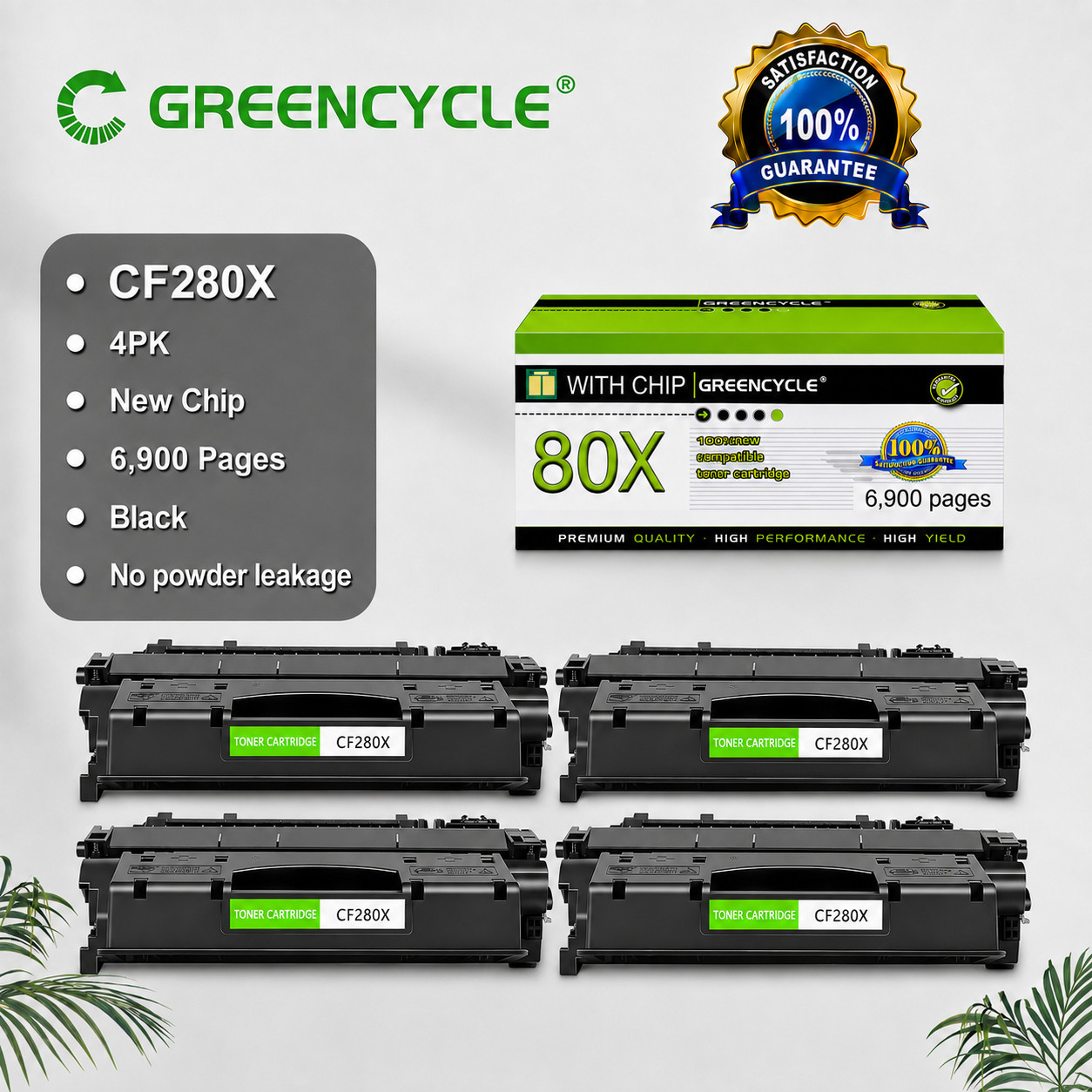 4PK CF280X 80X Toner Cartridge Fits for HP LaserJet Pro 400 M401a M401d M401dw