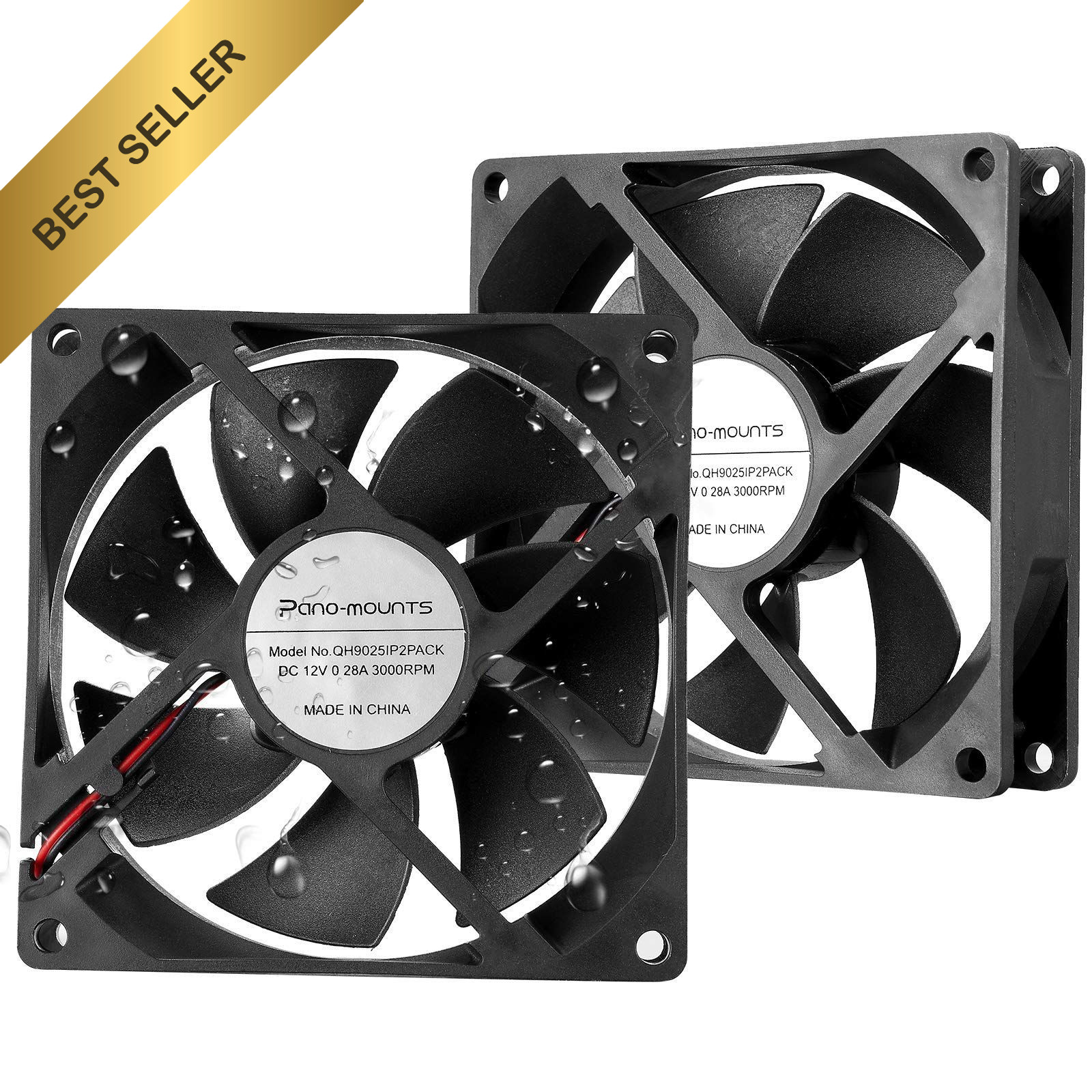 92mm 90mm 12V DC Moisture-Proof Fan High Airflow 3000RPM 2Pin XH2.54 2 Pack Set