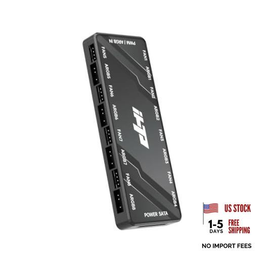 16-Port 2in1 PC Black, 5V 3Pin ARGB 12V 4Pin PWM SATA Splitter | Fan Hub