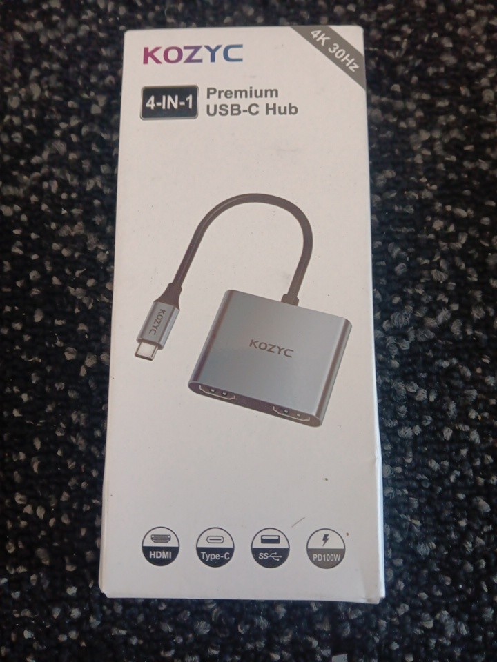 Kozyc Premium USB-C Hub 4-In-1 4K 30H MacBook Air/Pro Chromebook Samsung Note