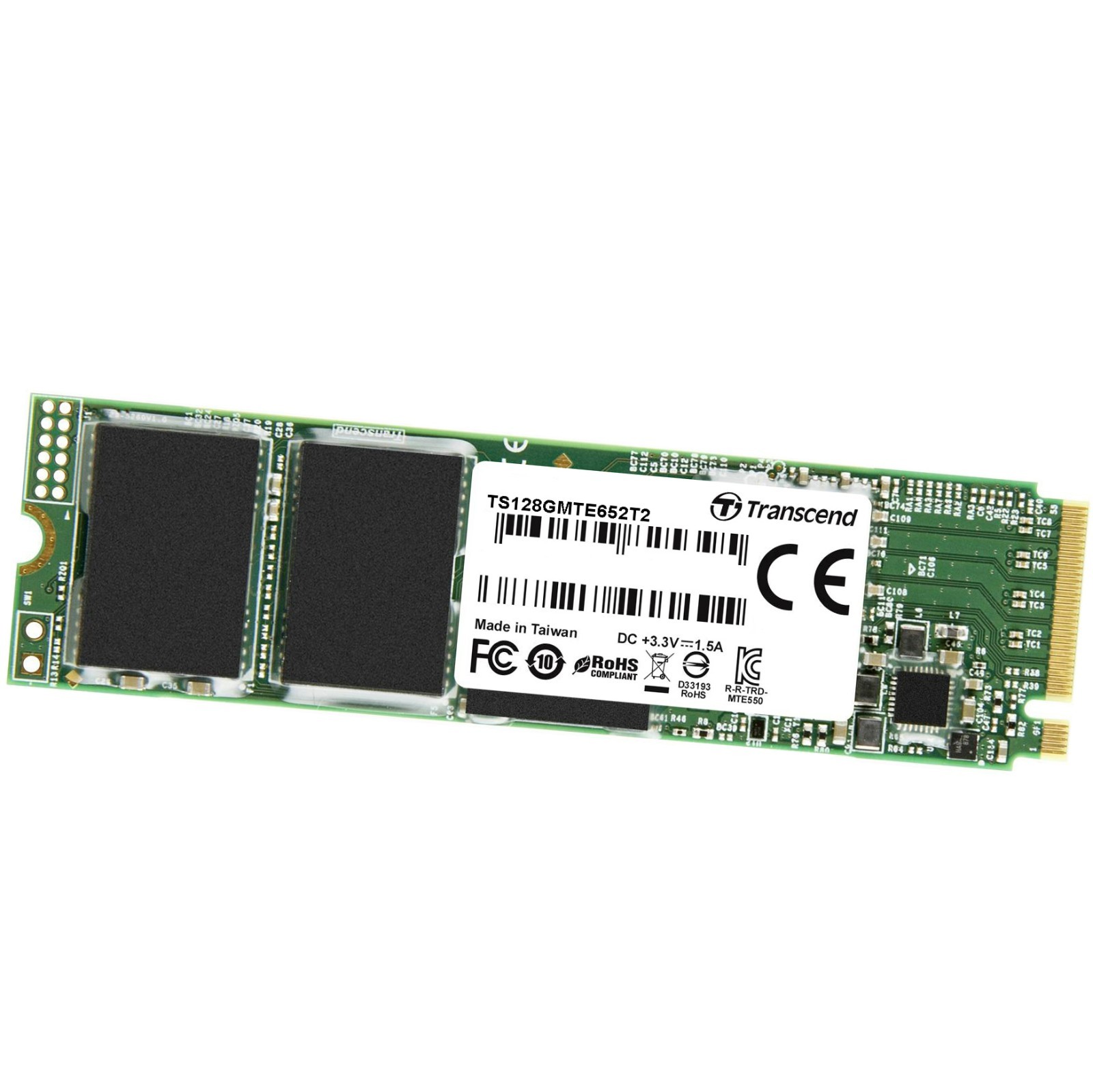 Transcend MTE652T2 128GB NVMe PCIe Gen3 x4 2,100 MB/s 96L 3D TLC M.2 2280 SSD