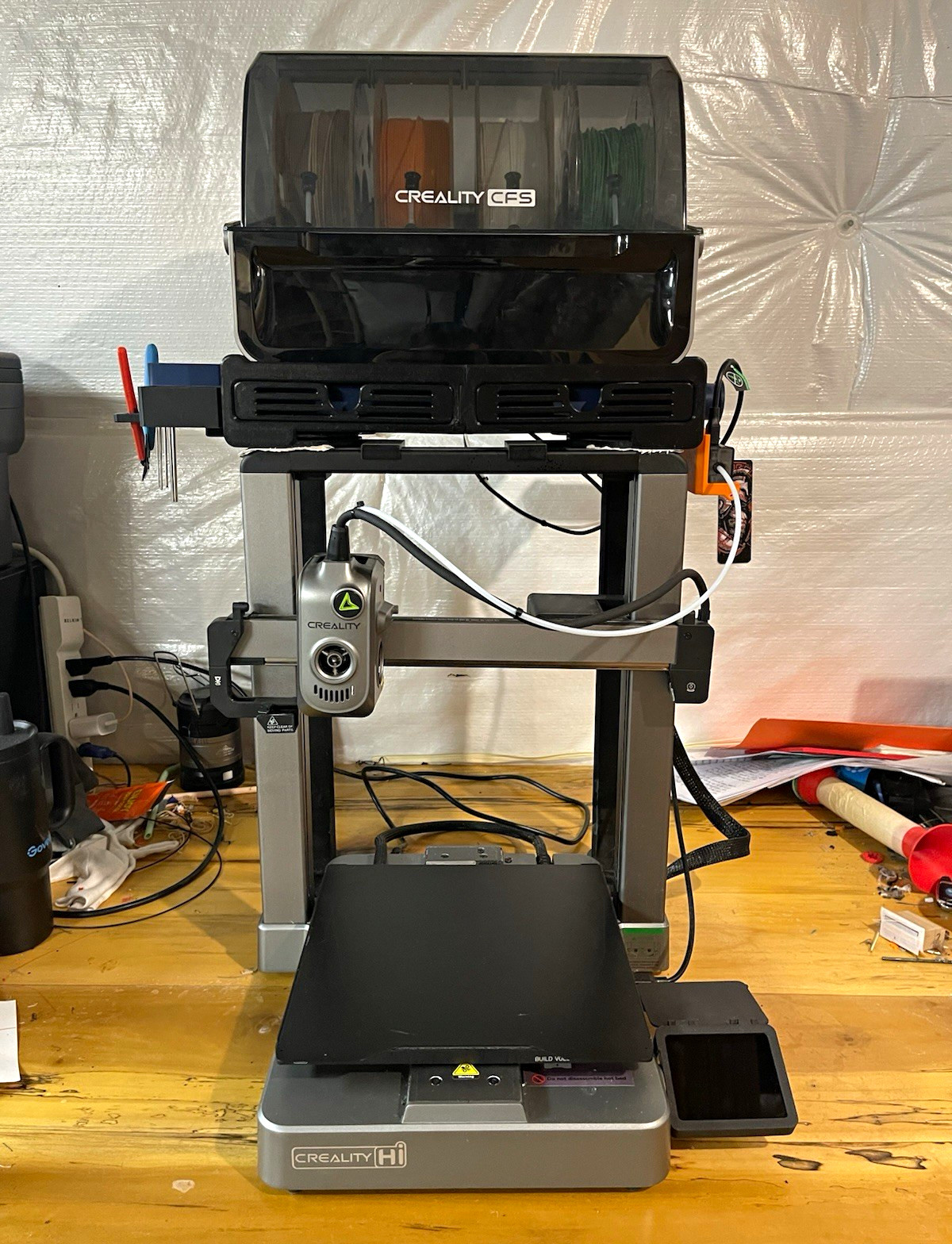Creality Hi 3D Printer with Creality CFS and 3d printed mount/stand