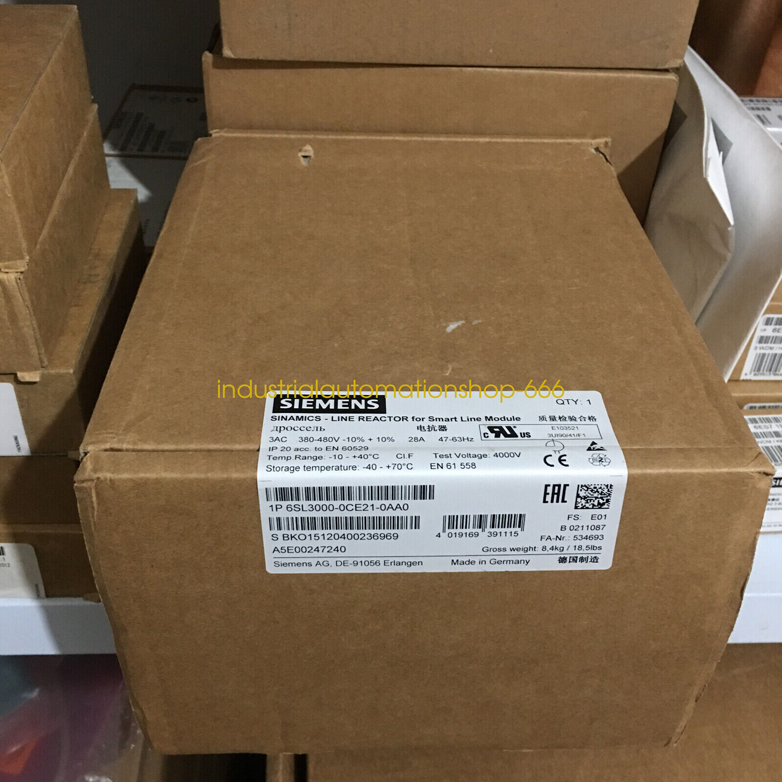 1PC NEW 6SL3000-0CE21-0AA0 Siemens Power reactor Via DHL or FedEX