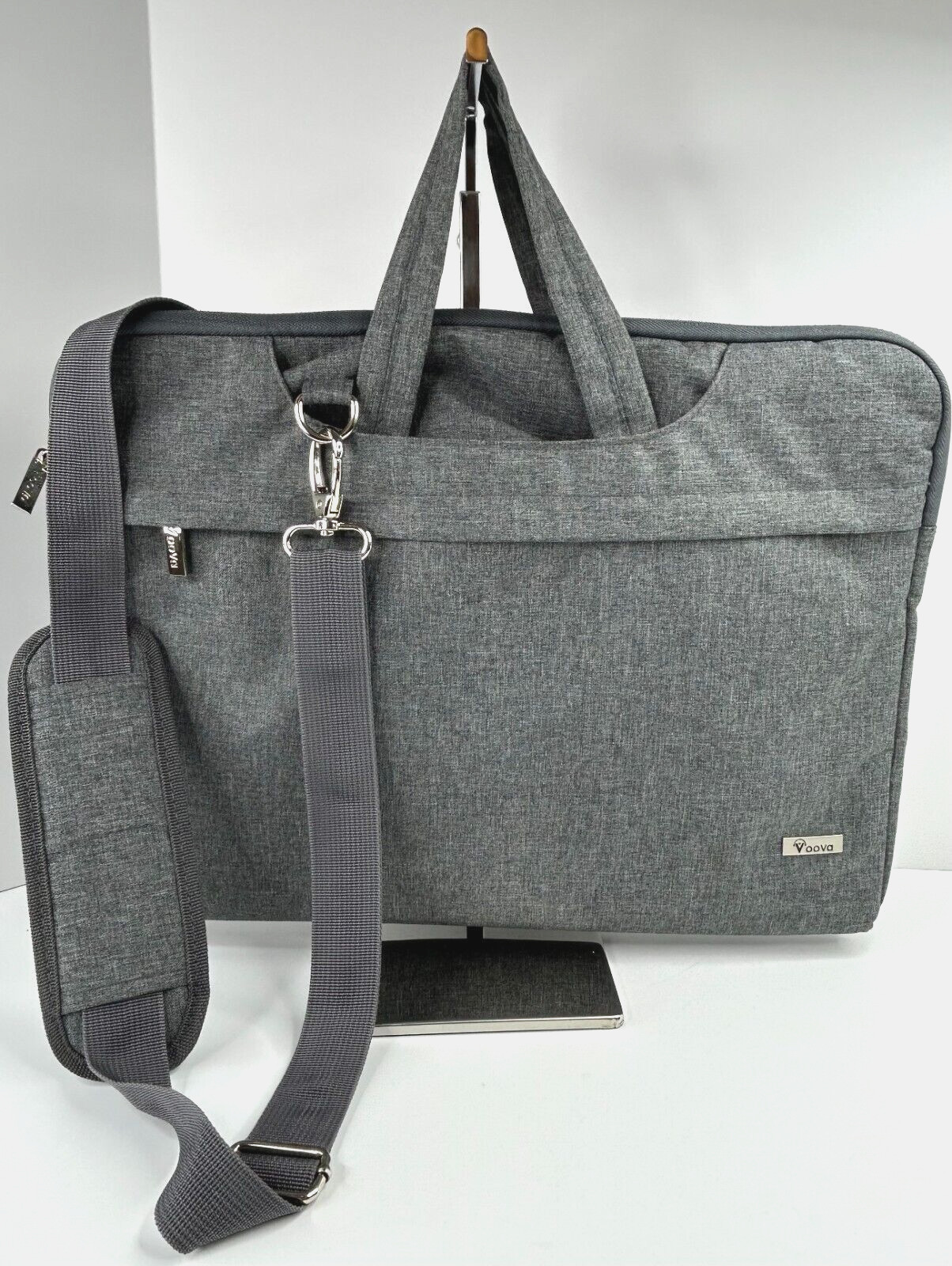 VOOVA Laptop Bag Gray Case Sleeve Briefcase Fleece Lined Waterproof Crossbody