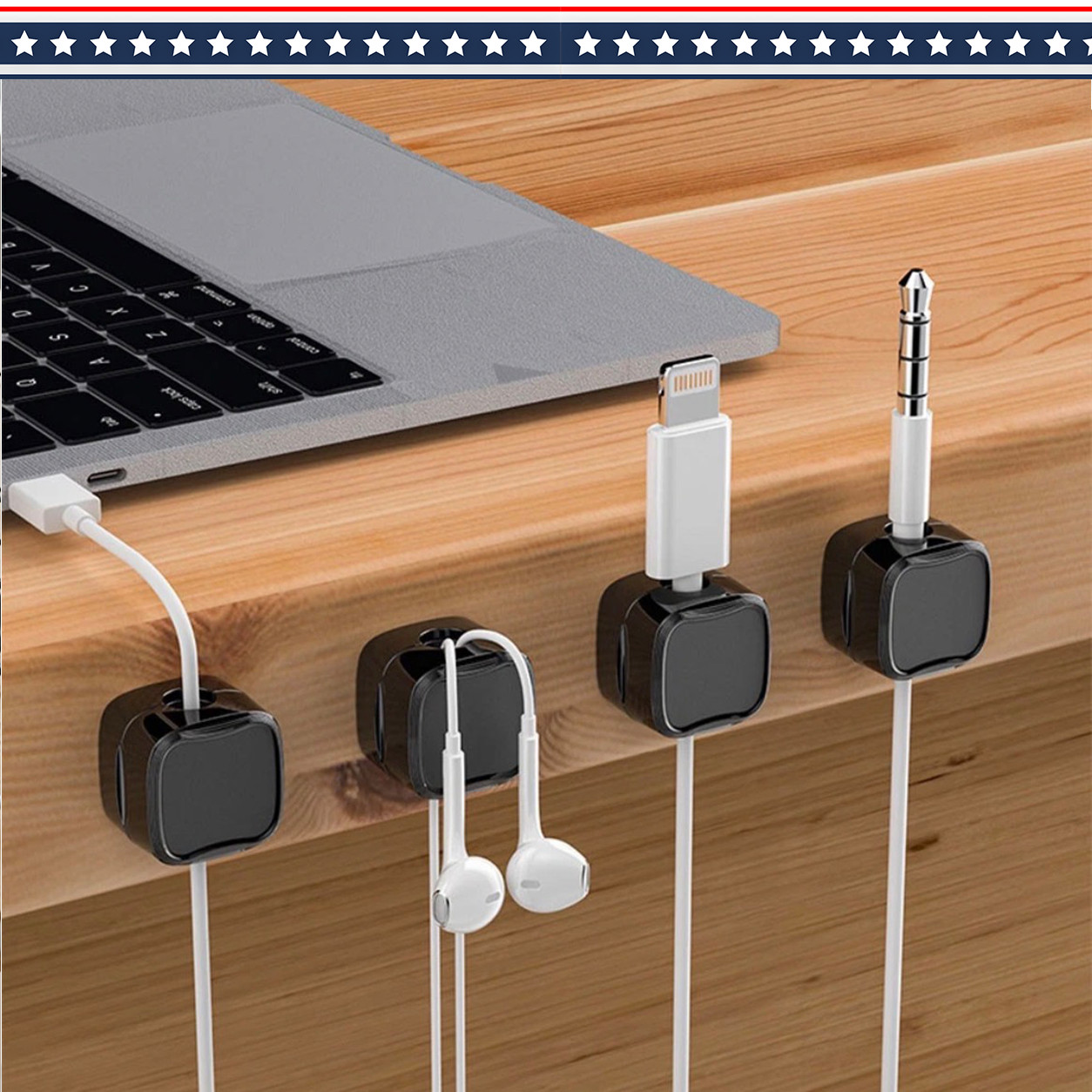 (10 PCS) Magnetic Cable Organizer Clips + (4 PCS) USB C to USB 3.0 Adapter