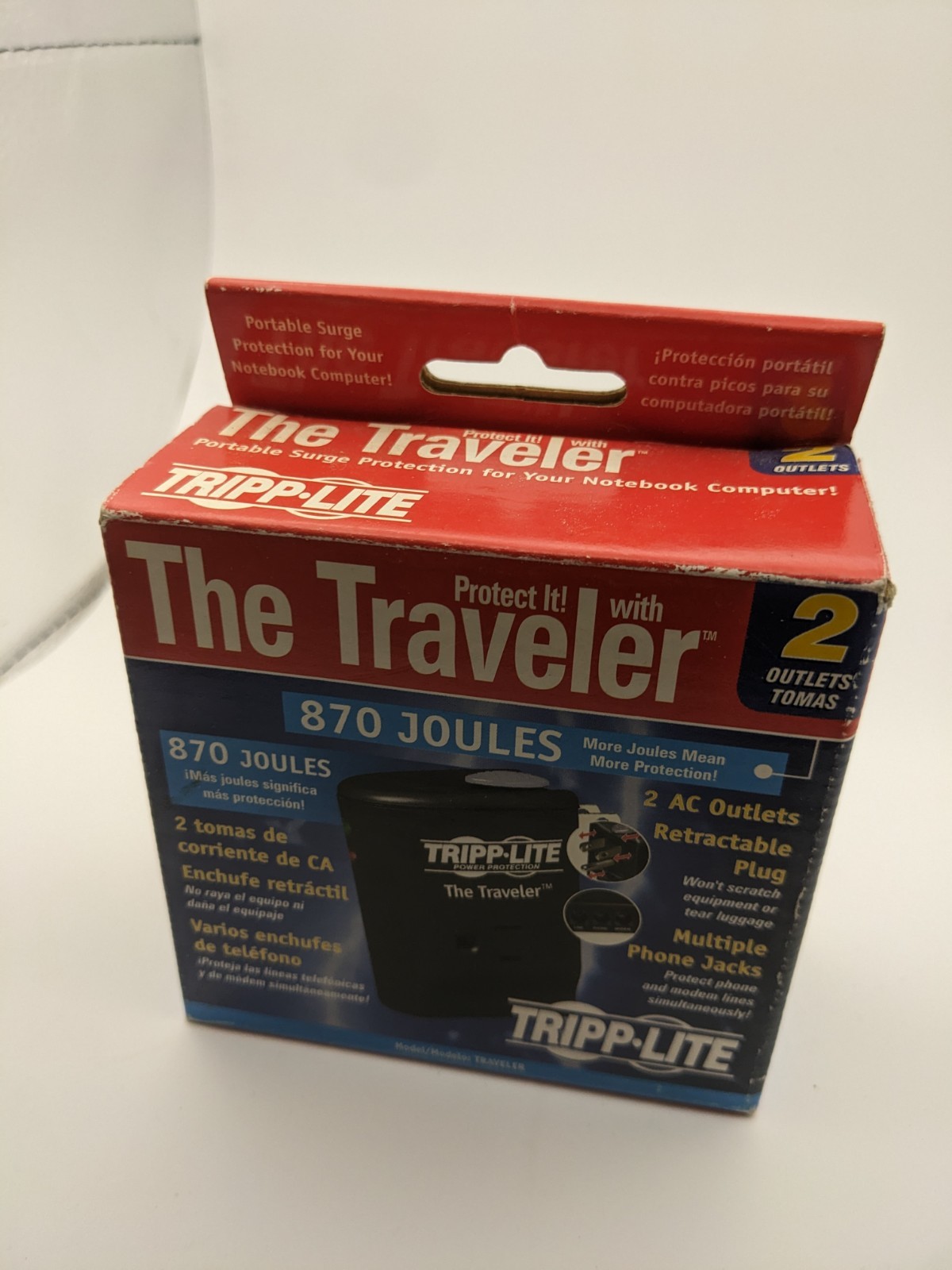 NEW TRIPP LITE 2 AC outlets 870 joule surge protector The Traveler Traveling