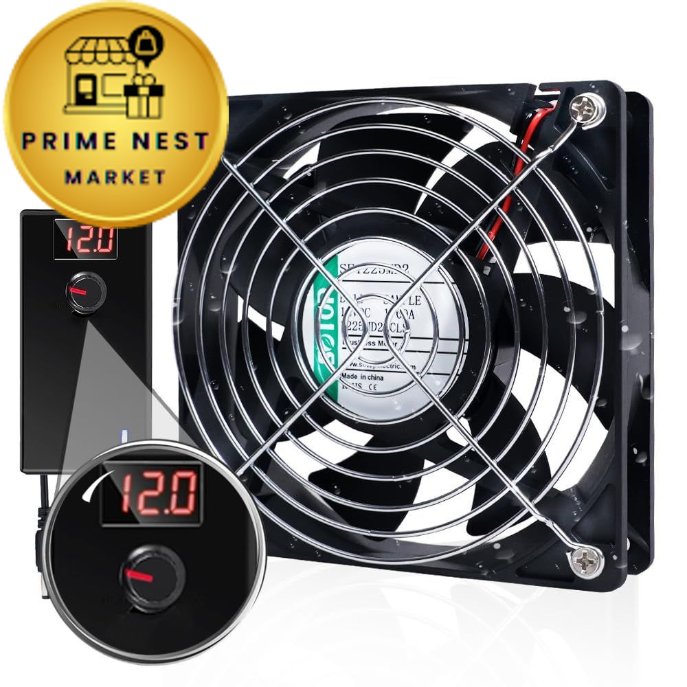 SOTOP IP68 120mm Waterproof Fan with LED Voltage Display Speed Controller,...
