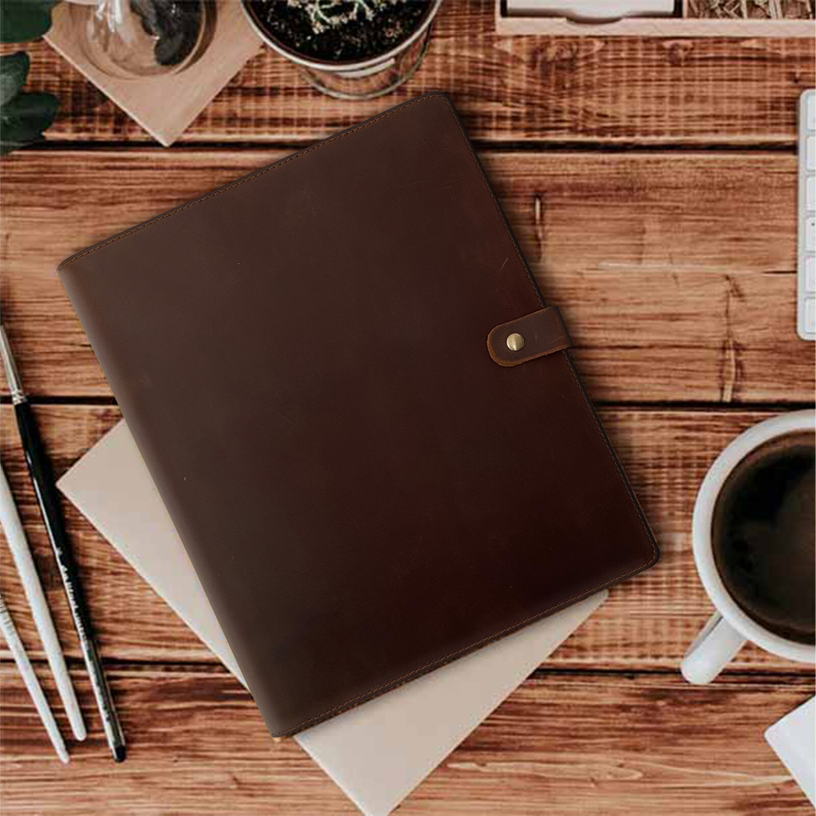 iPad 12.9" 6th & 5th Gen Genuine Cowhide Leather Case/Cover With Pencil Holder