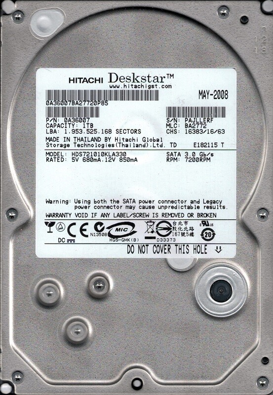 HDS721010KLA330 P/N: 0A36007 MLC: BA2772  Hitachi 1TB