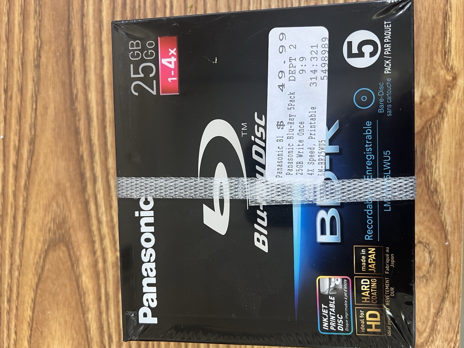 Panasonic BD-R Blu-Ray Disc 5 Pack BD-R 25 GB 4x Speed - New In Package