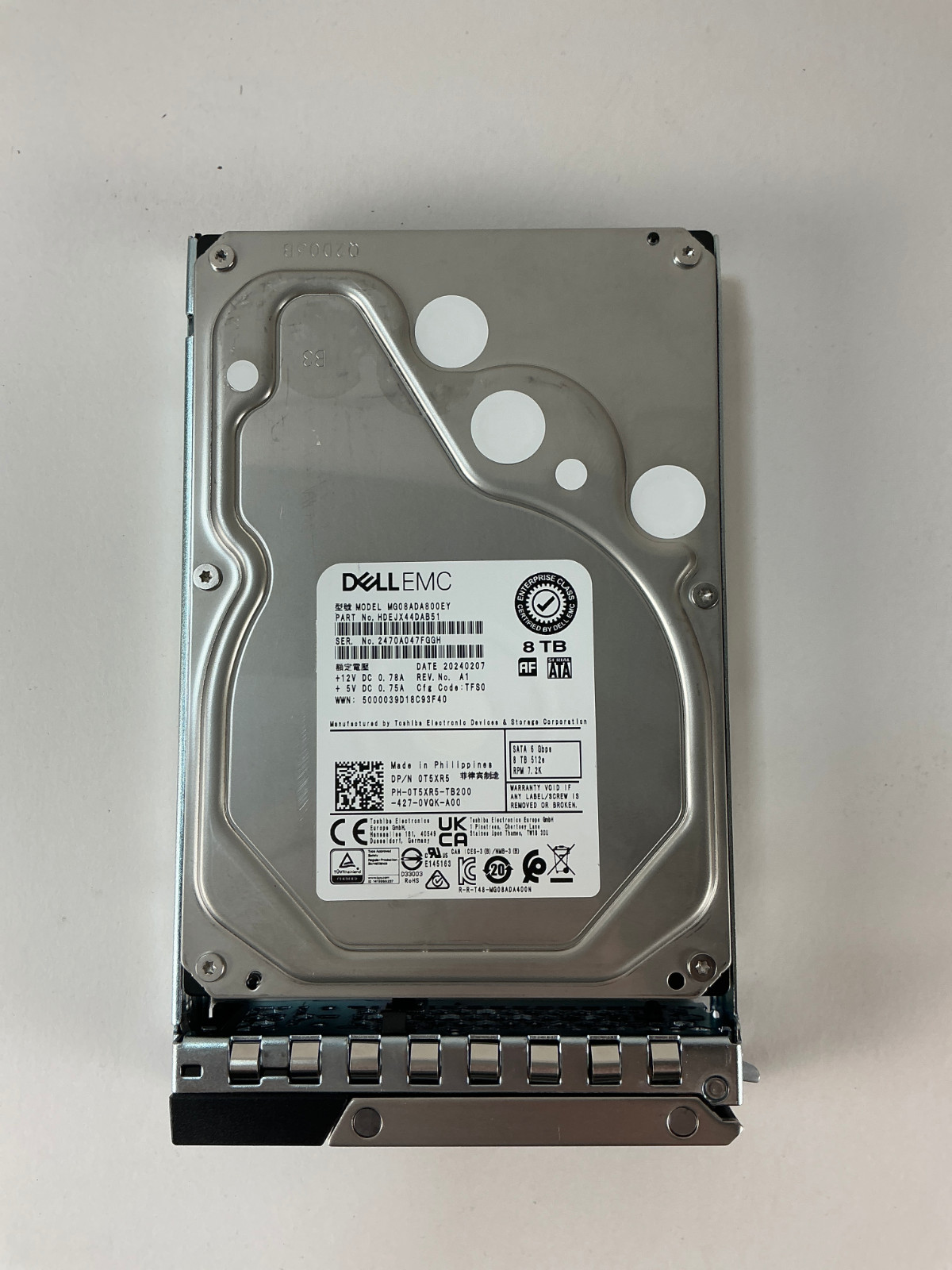 9X09C DELL Toshiba 8TB 7.2K SATA 6Gb/s 3.5" 512e HDD 09X09C MG06ACA800EY