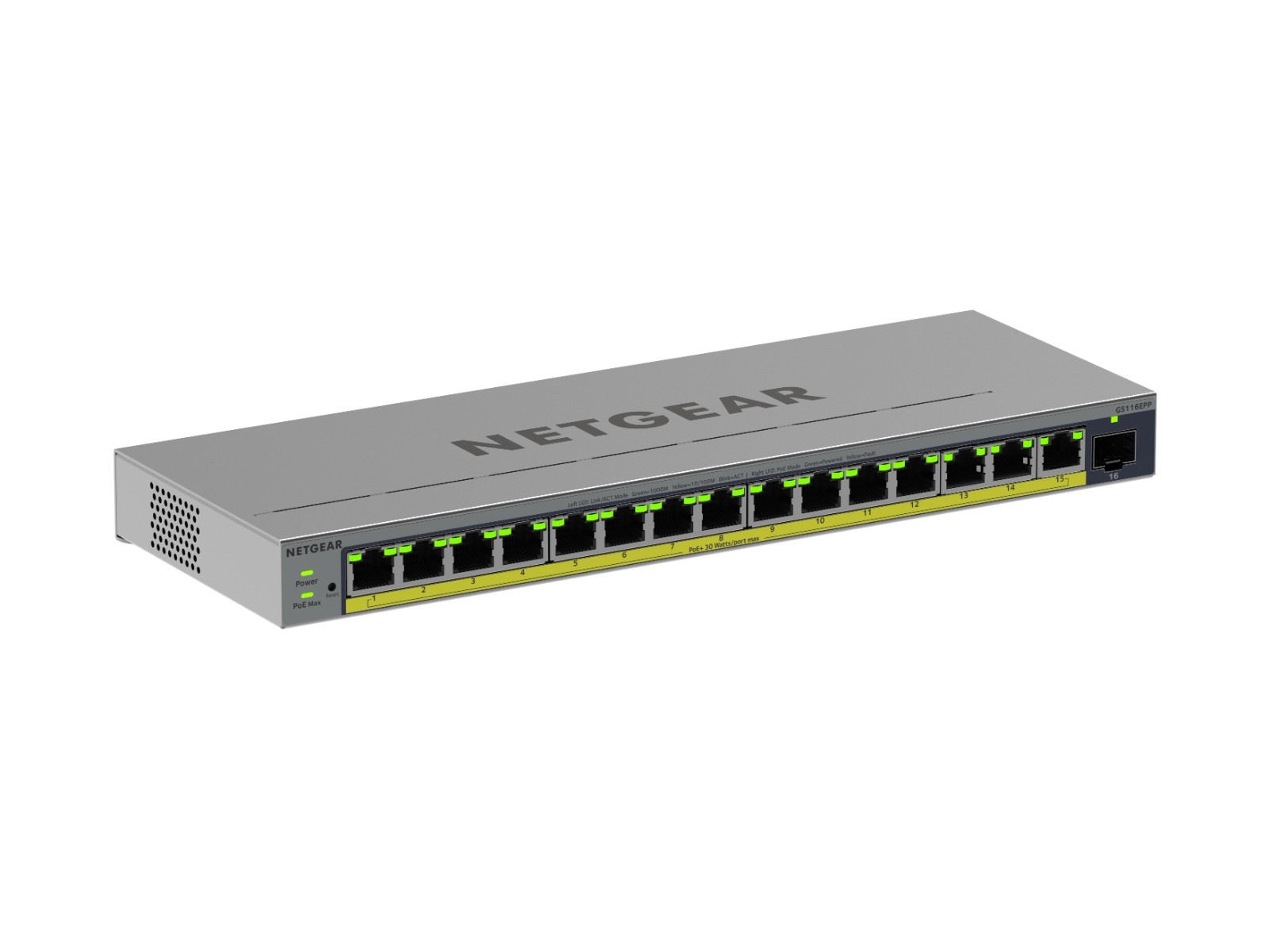 NETGEAR GS116EPP 16-Port Gigabit PoE+ Easy Smart Switch 231W SFP