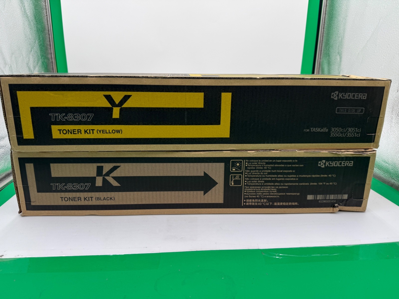 LOT OF 2-New In Boxes Genuine Kyocera TK-8307-Black+Yellow Kit For Taskalfa