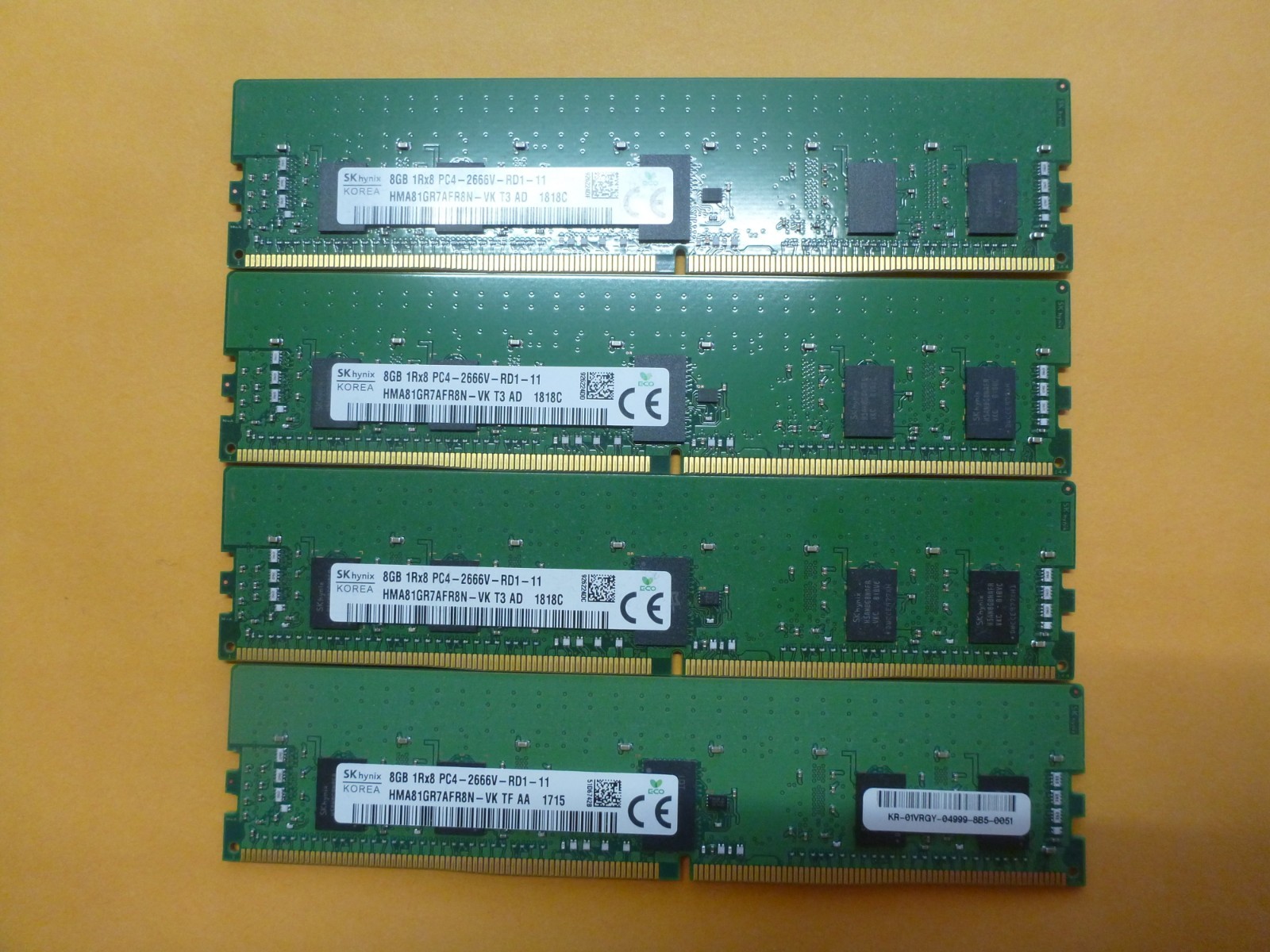 SK hynix 32GB (4x8GB) DDR4 PC4-2666V ECC DIMM 288-Pin RAM HMA81GR7AFR8N-VK 🔥