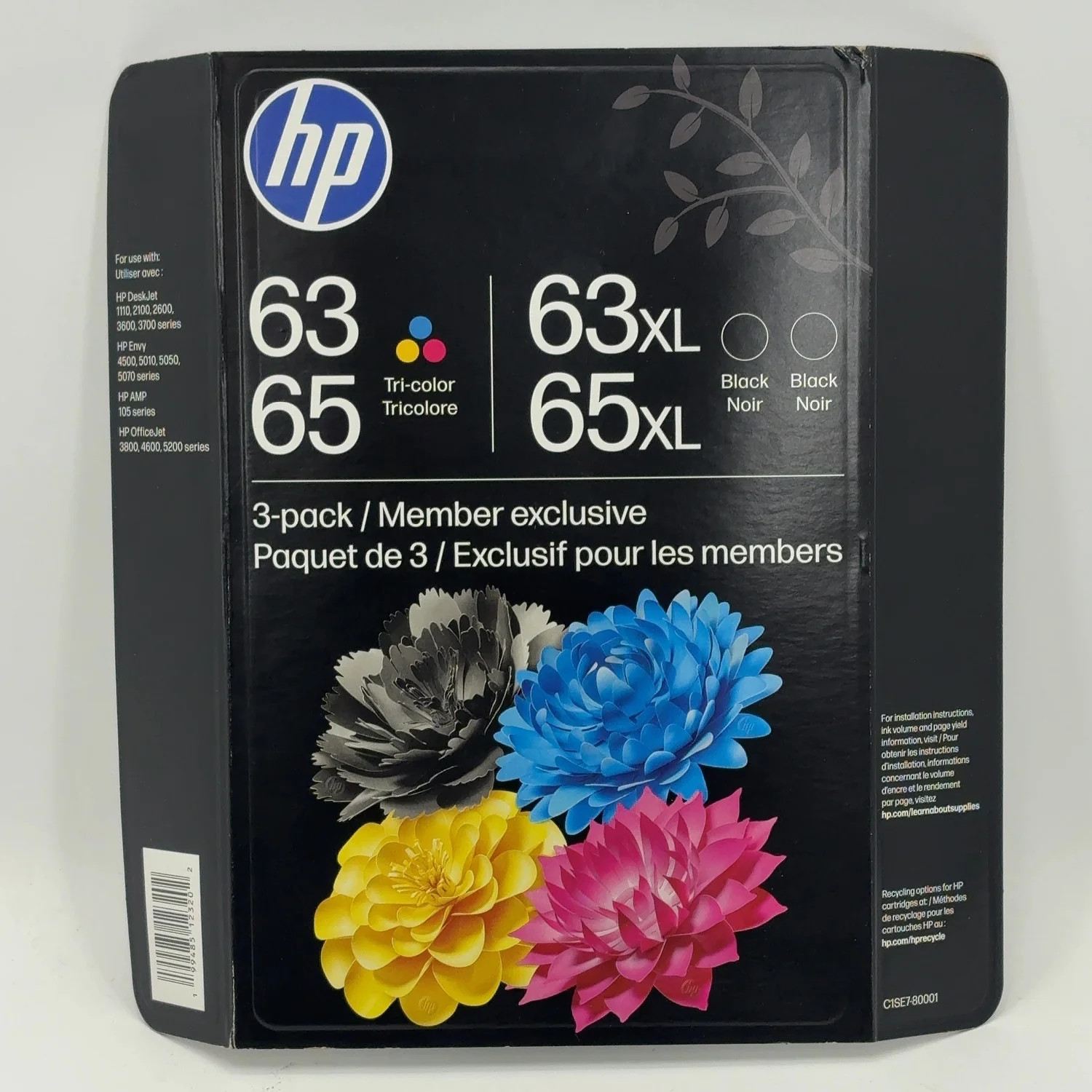 New HP 63XL 65XL 3-Pack C1SE7BN Black/Tri-color  Ink Cartridge