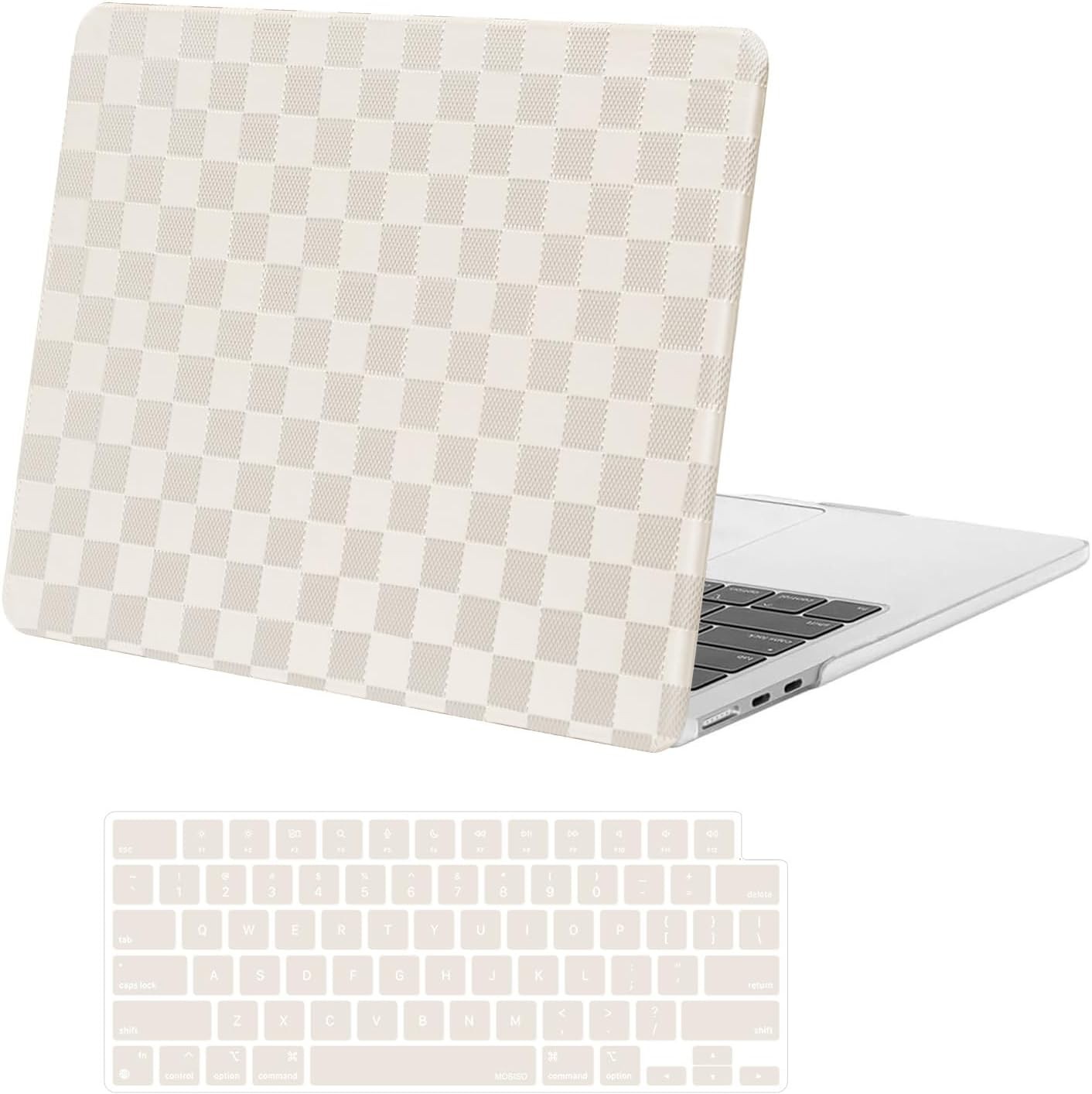Mac Air 13 Case A2681 Anti-Fingerprint Checker Texture Grid PU Leather Coated