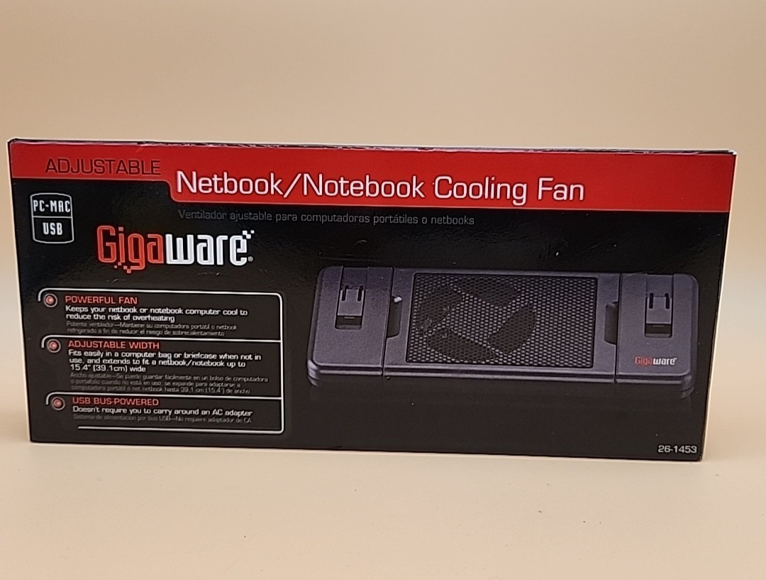 Gigaware Cooling Fan Adjustable Up to 15.4" Netbook/Notebook 26-1453 NEW 