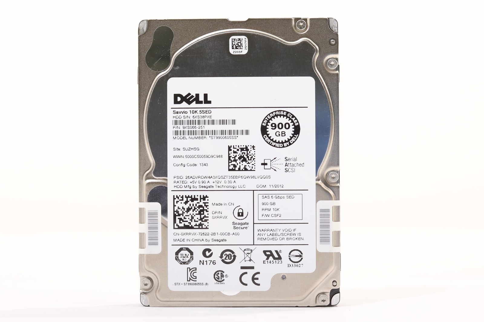 Dell ST9900605SS 900GB 2.5" 6Gb/s 64MB 10K RPM SAS SED HDD Dell P/N: 0XRRVX