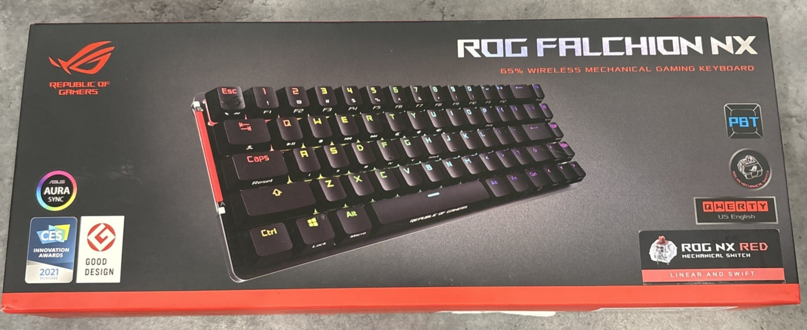 ASUS ROG Falchion NX 65% Wireless/Wired Mechanical Keyboard Red Switch Black