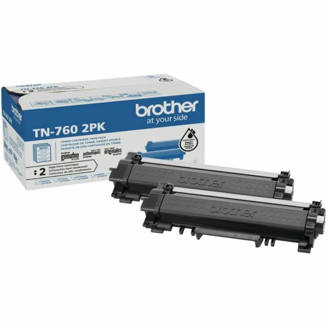 Brother TN760 2PK OEM Black Toner Cartridge 2-Pack High Yield TN760 TN-760 NEW
