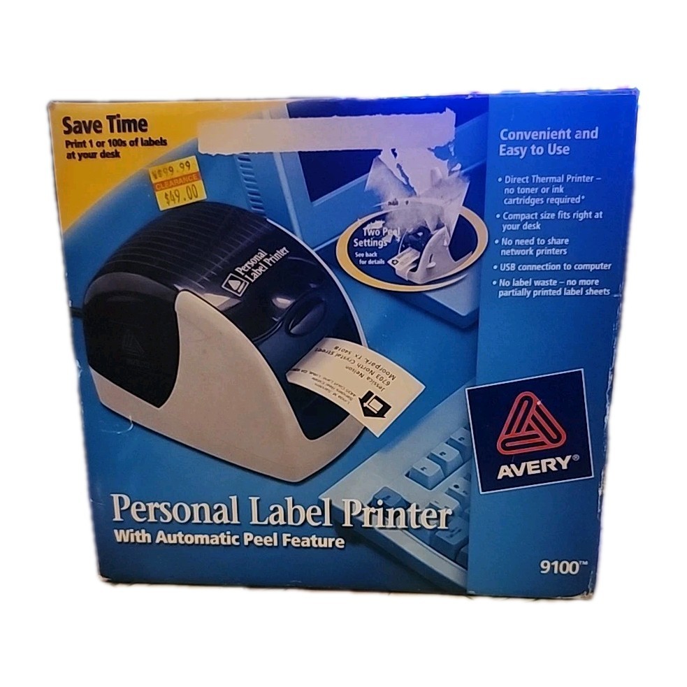 Avery Personal Label Printer 9100 w/ USB Automatic Peel Feature Manual Included 