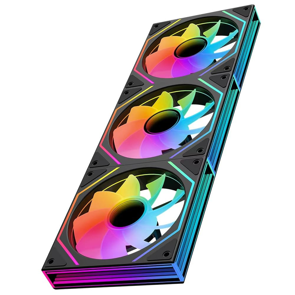 Prism6 MAX 120Mm ARGB PC Case Fans - 3-Pack with Infinite Mirror RGB Lighting, P