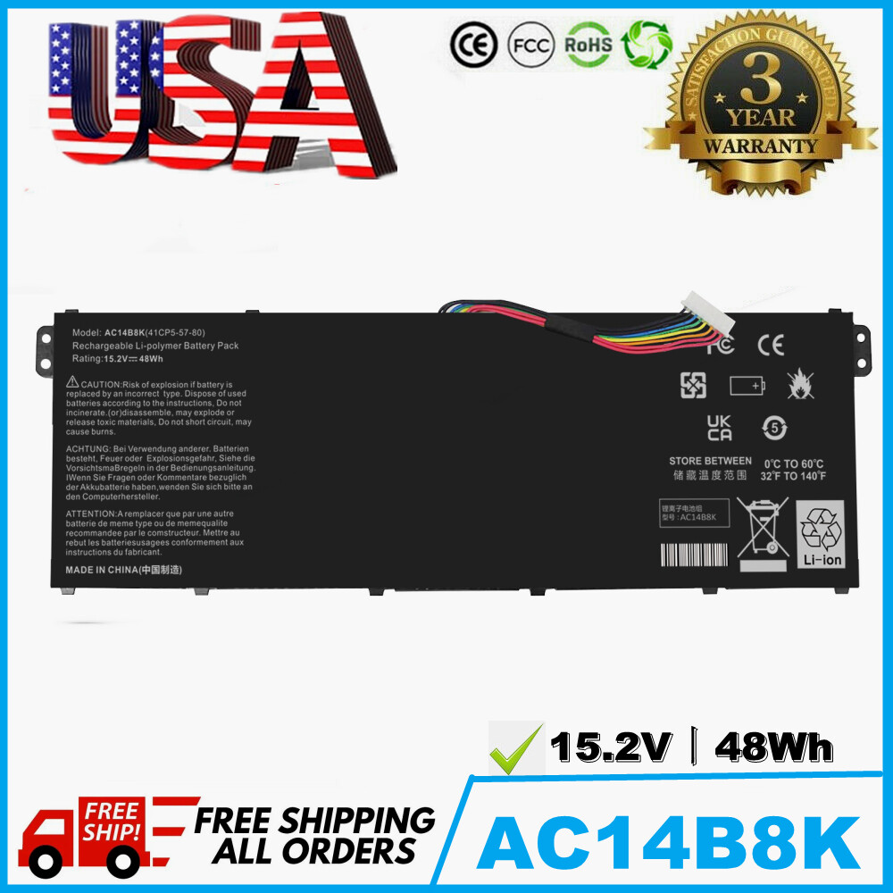 AC14B8K AC14B3K Battery for Acer Aspire E3-111 ES1-511 ES1-512 V3-371 48Wh