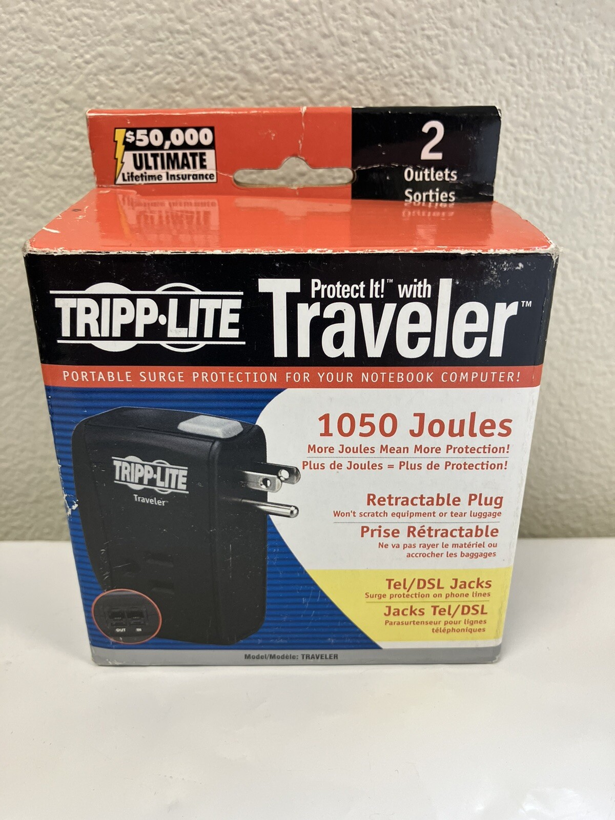 Tripp Lite Traveler Portable Surge Protector Laptop/Notebook/Phone  1050 Joules 
