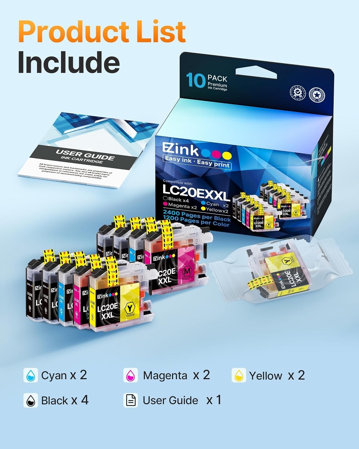 10x LC20E LC-20E XXL ink cartridge For Bro MFC-J5920DW MFC-J775DW MFC-J985DW